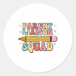 School Parent Liaison Squad Retro Back To School Classic Round Sticker