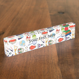 School pattern desk name plate