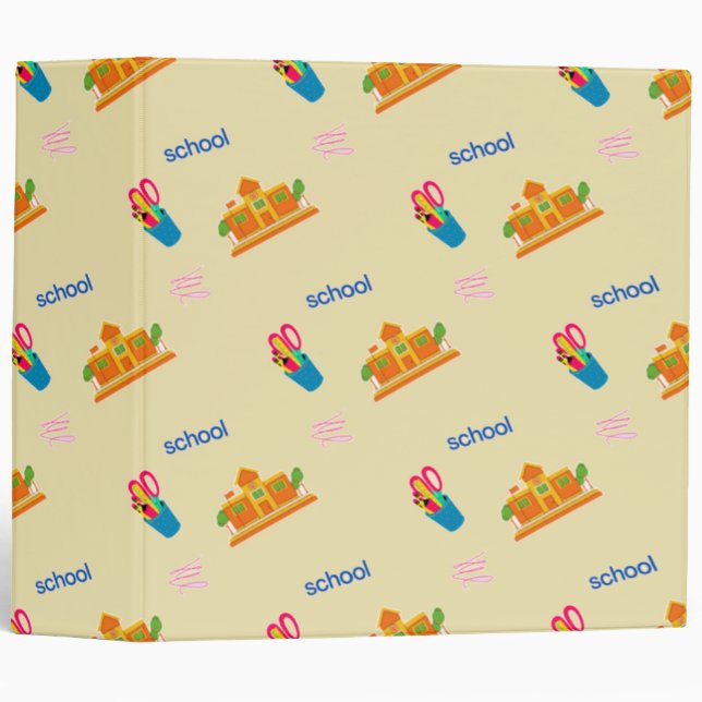 School pattern print on brown binder (Front/Spine)