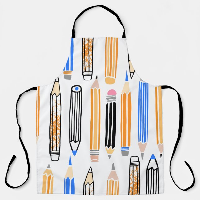 School Pencil Hand Drawn Illustration Apron (Front)