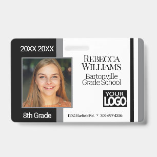 School Photo Badge - Black and Grey