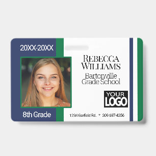 School Photo Badge - Blue and Green