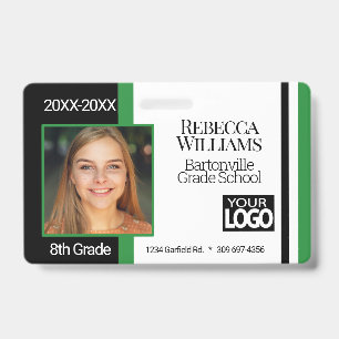 School Photo Badge - Green, Black White