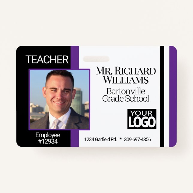 School Photo ID  - Black and Purple Badge (Front)