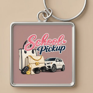 School Pickup Busy Mom Lifestyle Keychain