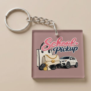 School Pickup Busy Mom Lifestyle Keychain
