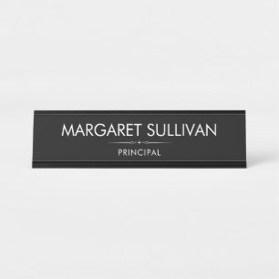 School Principal Black Modern  Desk Name Plate