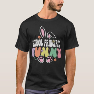 School Principal Bunny Easter Day Groovy Family Ma T-Shirt