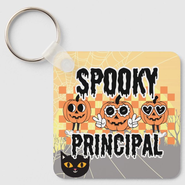 School Principal Halloween Spooky Principal Custom Keychain (Front)