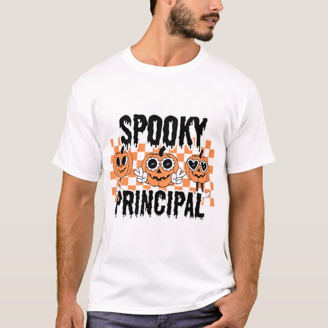 School Principal Halloween Spooky Principal Custom T-Shirt (Front)