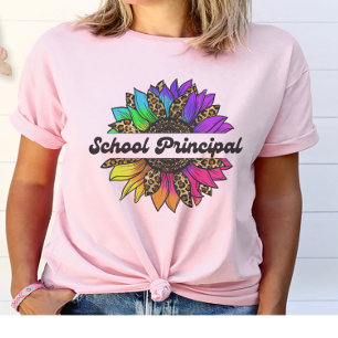 School Principal Profession Rainbow Sunflower T-Shirt