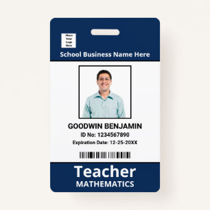 School Professional Employee Photo Bar Code Name   Badge