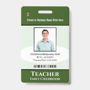 School Professional Employee Photo Bar Code Name Badge