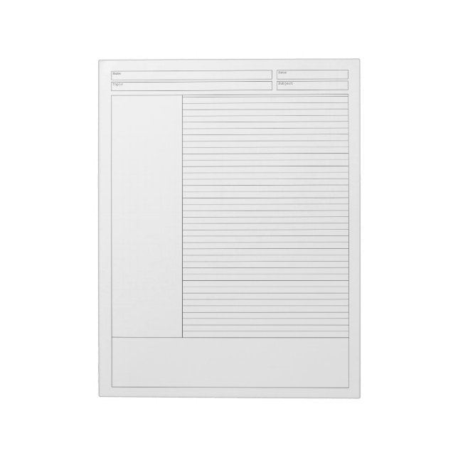 School / Project Lined Note Pad (Rotated)