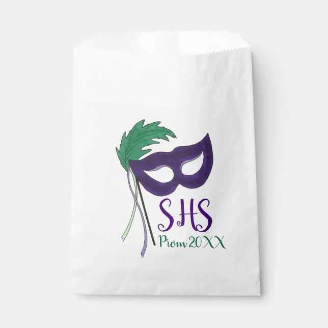 School Prom Dance Masquerade Ball Mask Mardi Gras Favour Bag (Front)