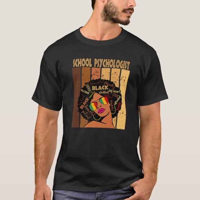 School Psychologist Afro African Women Black Histo T-Shirt (Front)