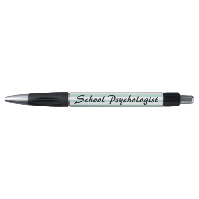 School Psychologist Aqua Stripe Pen (Front)