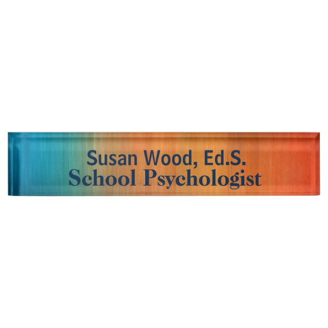 School Psychologist Bold Copper Effect Nameplate (Front)