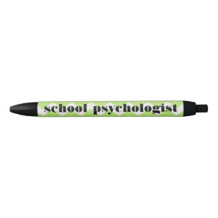 School Psychologist Green and White Chevron Pen