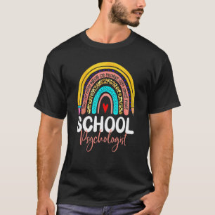 School Psychologist Leopard Rainbow Back To School T-Shirt