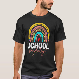 School Psychologist Leopard Rainbow Back To School T-Shirt