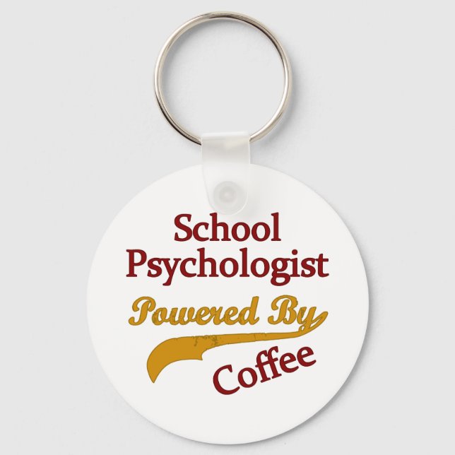 School Psychologist Powered By coffee Keychain (Front)