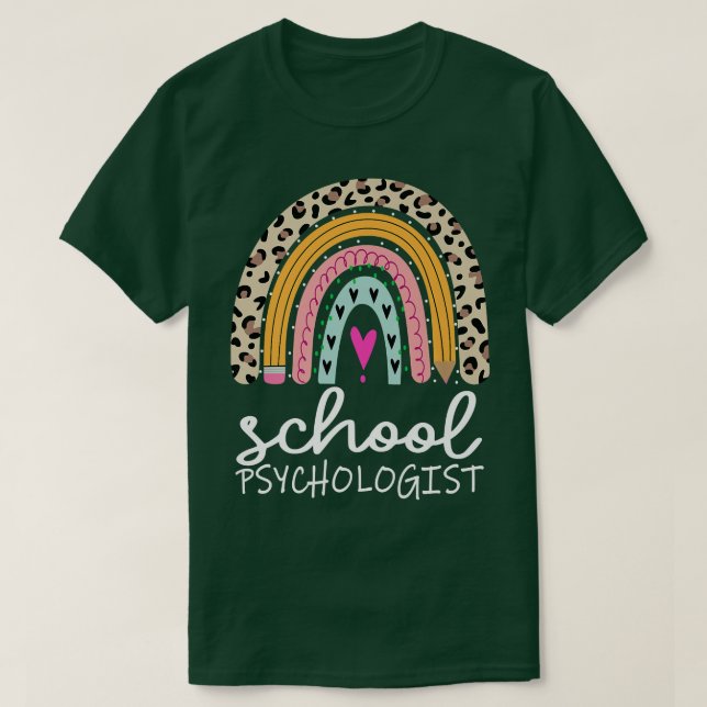 School Psychologist Rainbow Leopard Back To School T-Shirt (Design Front)