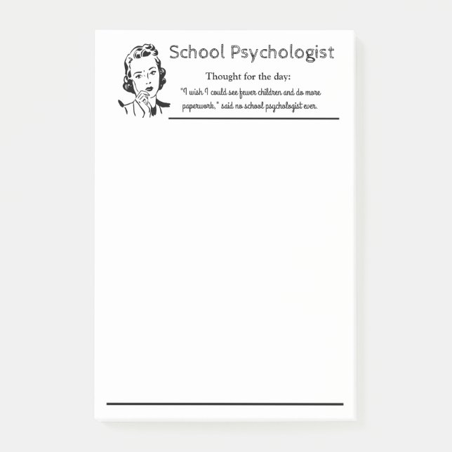 School Psychologist's Funny Mantra Post-it Notes (Front)