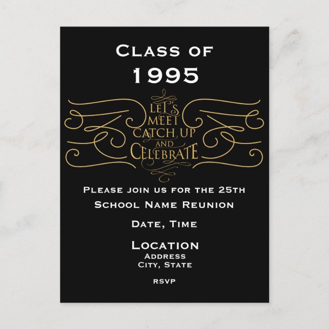 School Reunion Design, elegant style Invitation Postcard (Front)