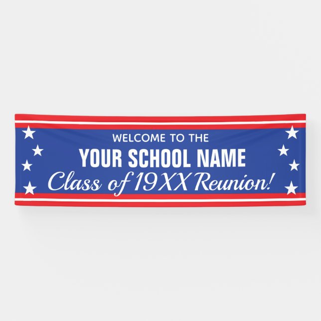 School Reunion Welcome Stars and Stripes Banner (Horizontal)