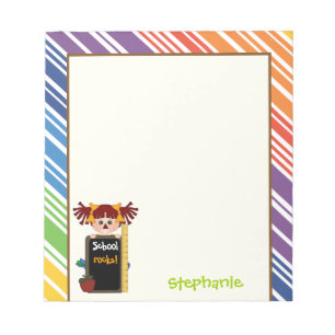 School rocks! Girl with chalkboard Back to school Notepad