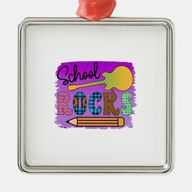 School Rocks Metal Ornament (Front)