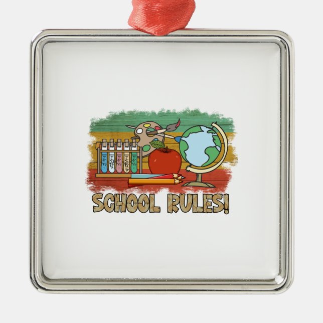 School Rules Metal Ornament (Front)