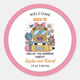 School’s Back Bash! Editable End of Summer Party  Classic Round Sticker