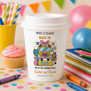 School’s Back Bash! Editable End of Summer Party  Paper Cups