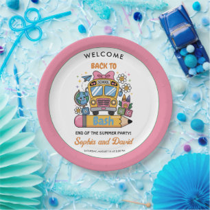 School’s Back Bash! Editable End of Summer Party  Paper Plate