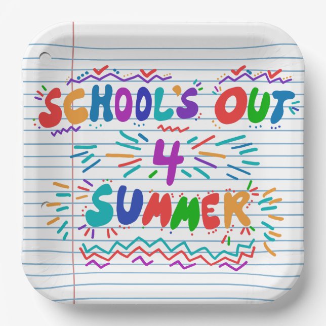 School’s Out Loose Leaf Paper Invitation Plate (Front)