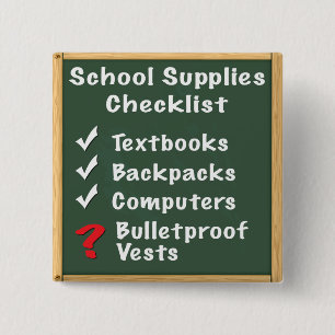 School Safety Supplies Checklist 2 Inch Square Button