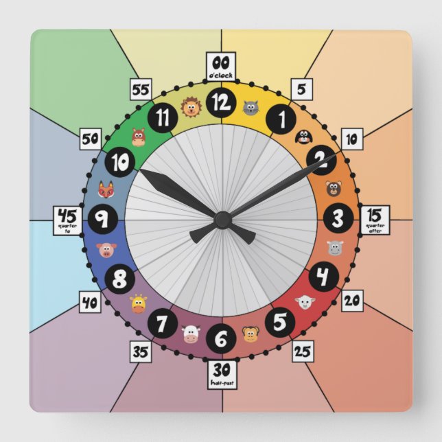 School Schedule Clock for Children (Square) (Front)