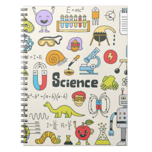 School science doodle set 1. Hand drawn vintage il Notebook