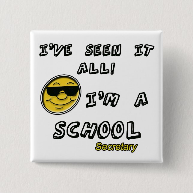 School Secretary 2 Inch Square Button (Front)
