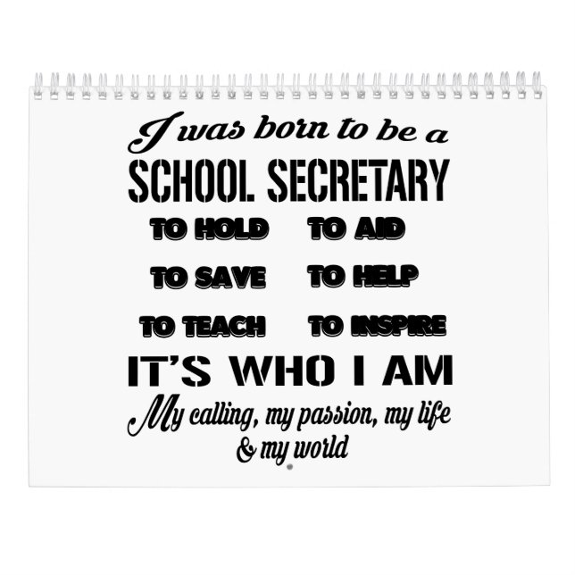 School Secretary Calendar Funny Gift for Women Men (Back)