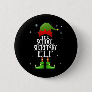 School Secretary Elf Xmas Funny Family Matching Ch 2 Inch Round Button