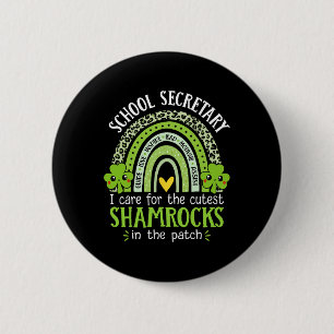 School Secretary St Patricks Day Cute Shamrocks Se 2 Inch Round Button