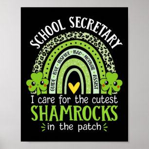 School Secretary St Patricks Day Cute Shamrocks Se Poster