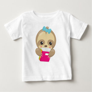 School Sloth, Cute Sloth, Baby Sloth, School Books Baby T-Shirt