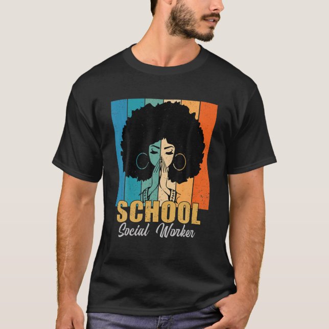 School Social Worker Junenth Melanin African Ameri T-Shirt (Front)