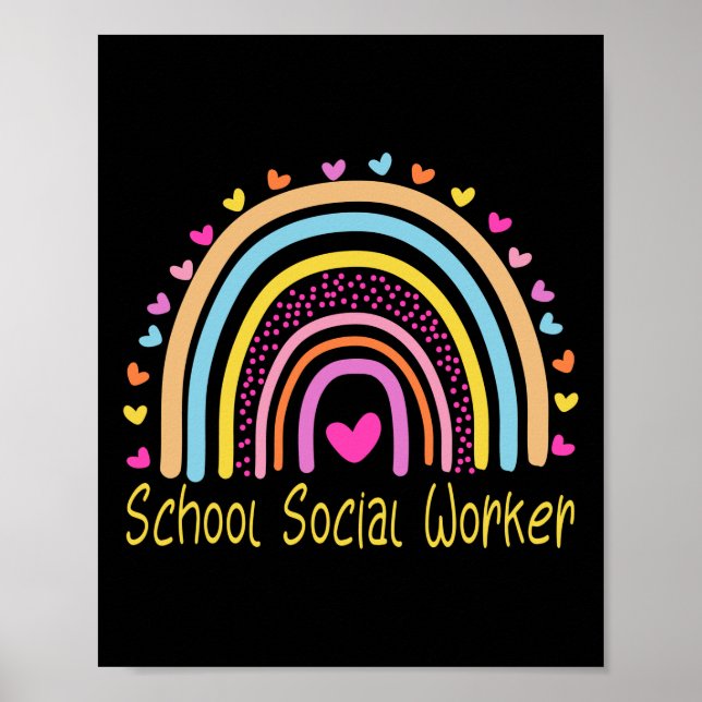 School Social Worker Rainbow Poster (Front)