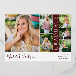 School Spirit 6 Photo Graduation Maroon Announce 