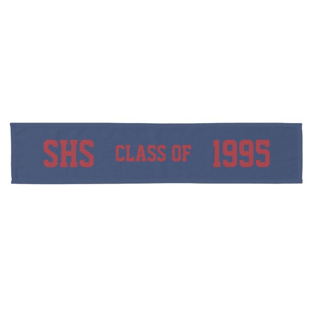 School Spirit Class Reunion Blue and Red Short Table Runner (Horizontal)